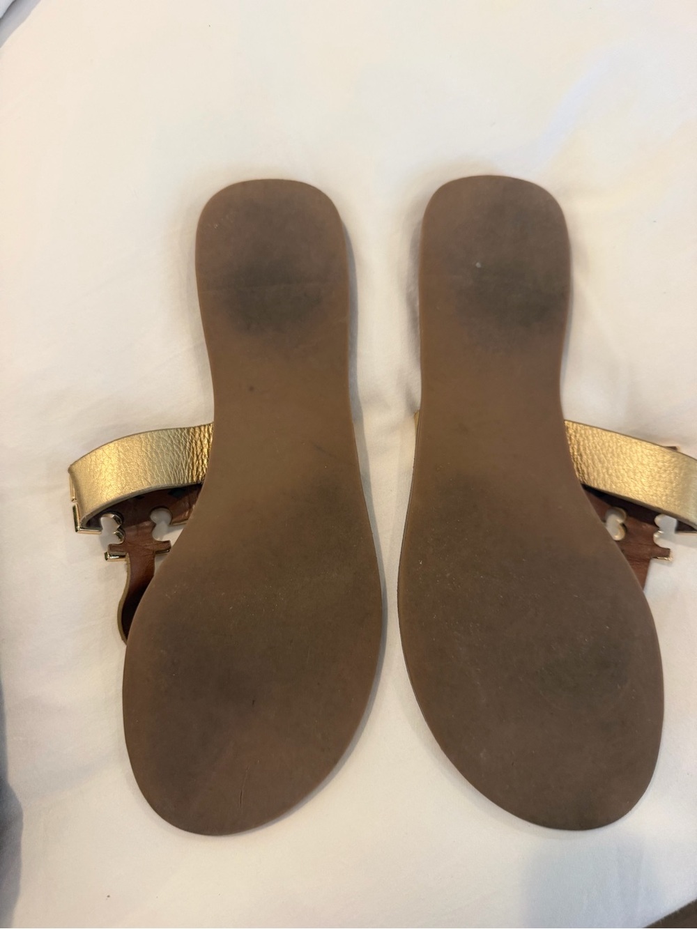 Tory Burch Metallic Gold Logo Thong Sandals - Picture 3 of 3